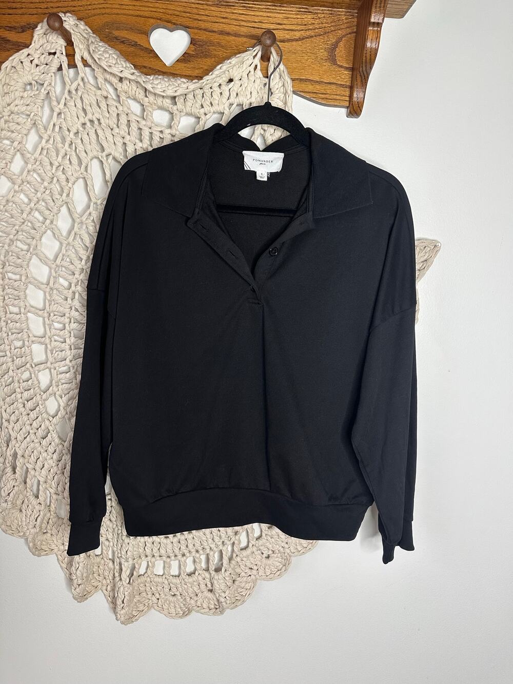 Pomander Place Tuckernuck Bradley French Terry Polo Sweatshirt Size Small